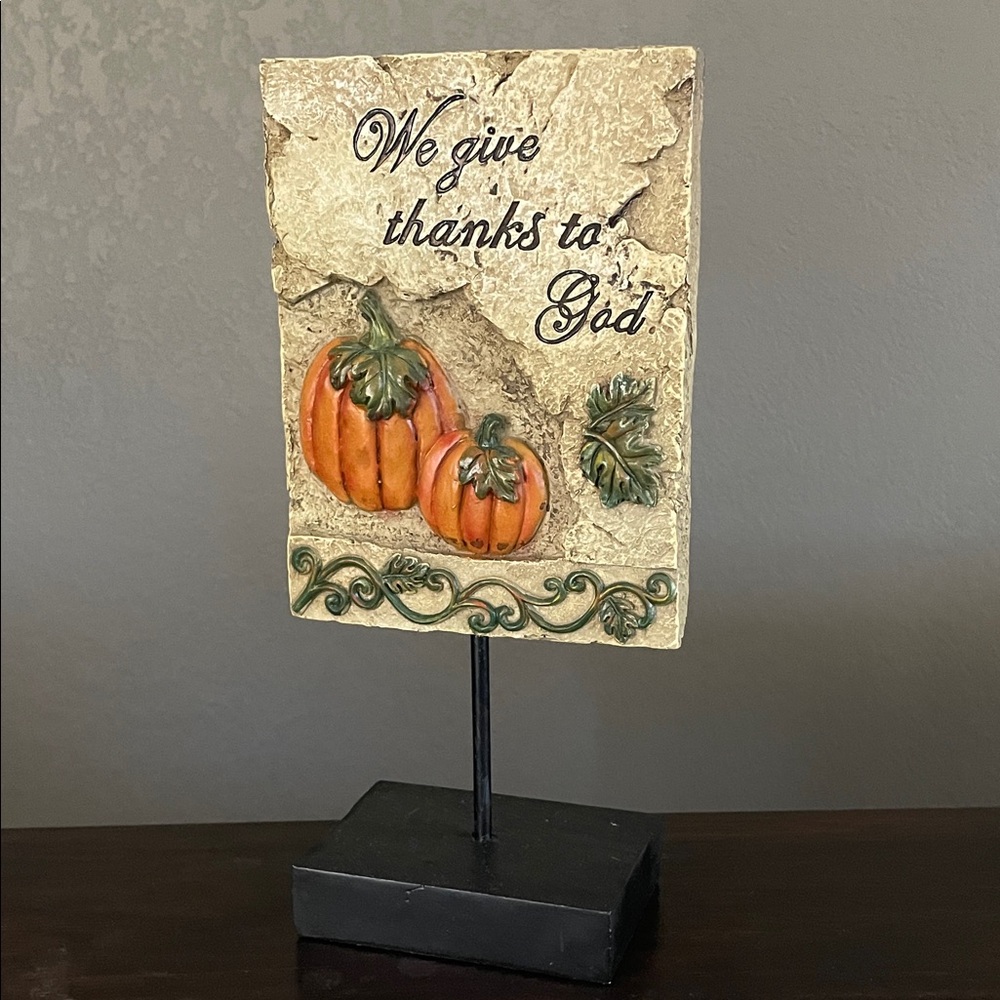 Decorative Plaque with Pumpkins and Leaves